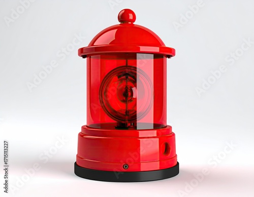 Wallpaper Mural A vibrant red cylindrical beacon with a clear glass enclosure, showcasing a red light source within, sits on a black base against a neutral backdrop Torontodigital.ca