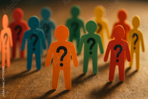 Colorful Paper Figures with Question Marks, Survey and Feedback Concept