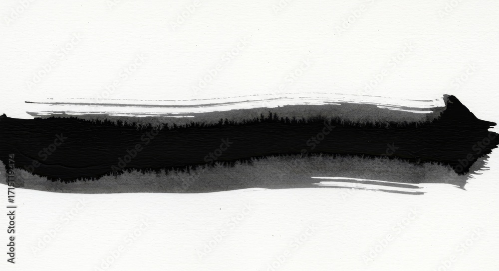 Fototapeta premium Minimal black ink brush stroke isolated on white background