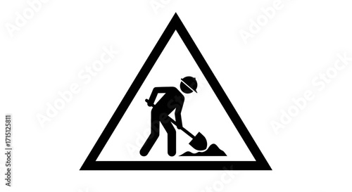 Under Construction" Site Worker Silhouette Icon Symbolizing Development, Progress, and Maintenance Activities for Webpages and Warning Signs