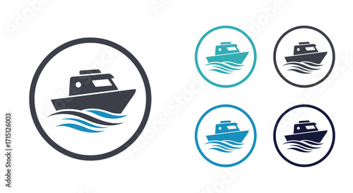 A Collection of Boat Icons in Various Styles and Colors Symbolizing Maritime Travel and Water Transportation