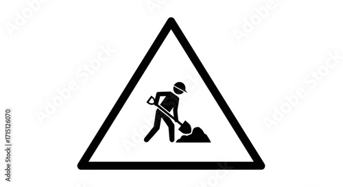 Warning Sign of Person Digging Construction and Road Work Ahead Graphic
