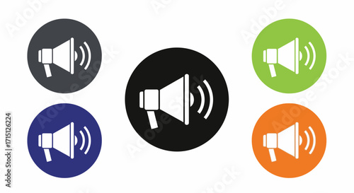 Megaphone Icons in Varied Colors Amplifying Messages and Signals
