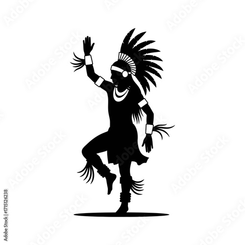Native American dancer silhouette illustration.