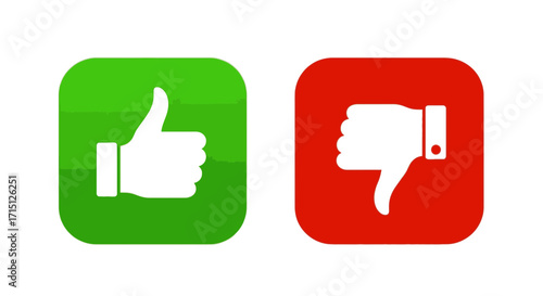 Thumbs Up and Down Symbolic Icons for Positive and Negative Feedback, Good and Bad Choices