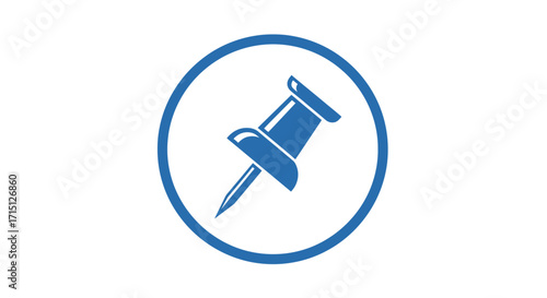 Blue pushpin icon enclosed in a circle, a simple vector graphic for marking locations, reminders, and important notes on a white background