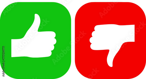Expressive visual symbols of positive and negative reactions, like and dislike indicators, providing clear feedback for choice, agreement, or disagreement
