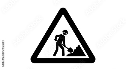 Work Ahead Triangle Symbol Icon Construction Labor Warning Sign