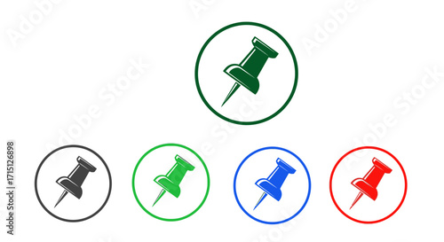 Vibrant collection of colorful pushpin icons, essential tools for digital organization, task management, and visual reminders in modern design applications