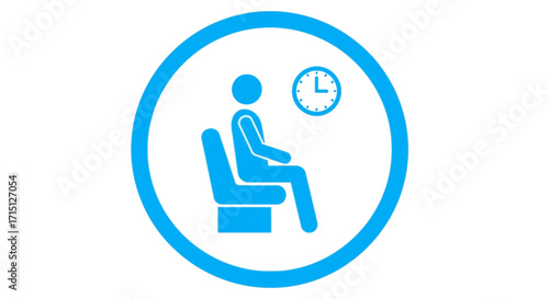 Waiting Room Icon Simple Person Sitting in Chair with Clock Symbol
