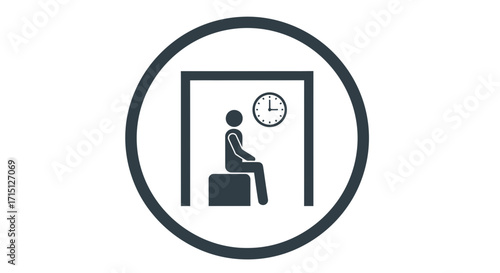 Waiting Room Icon Simple Pictogram of Person Sitting and Clock