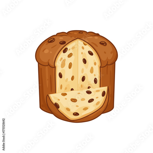 Panettone – Traditional Italian Christmas Cake Vector Illustration