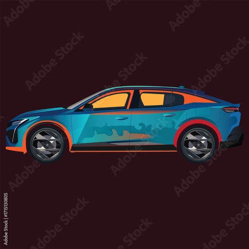 sports car on black background