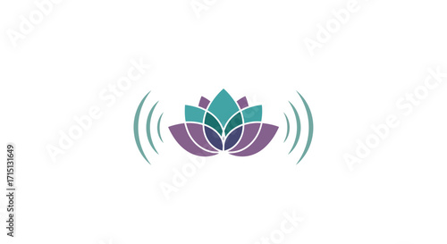 Lotus Flower with Sound Waves Symbol of Tranquility and Harmony