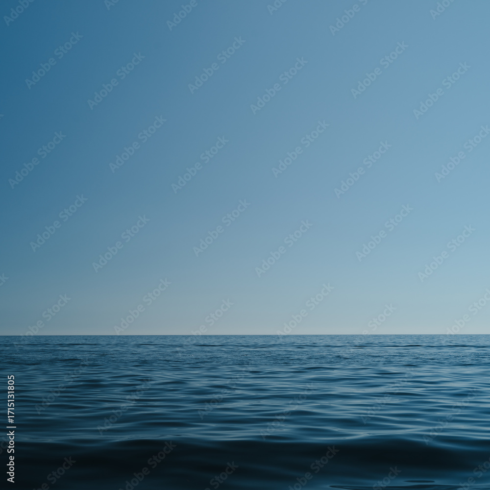 Obraz premium Minimal Blue Sky and Waves Horizon 