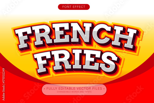 Editable text effect- french fries food and beverages premium font style