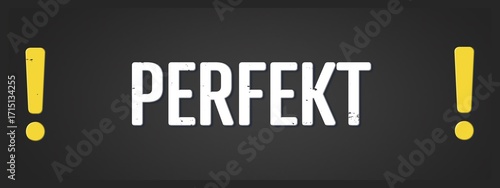 Fotografie Perfekt (Perfect) - A blackboard illustration with white text.