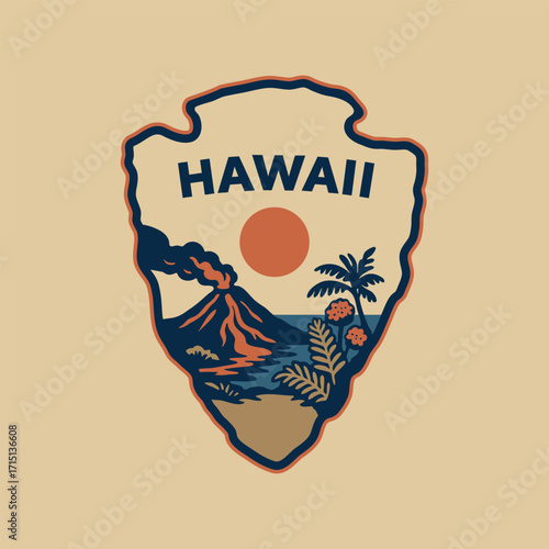 Visit National Park to Hawaii state USA, travel logo and icon