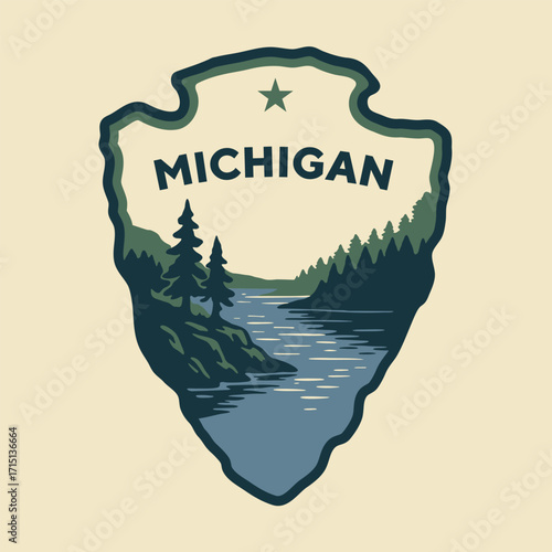 Visit National Park to Michigan state USA, travel logo and icon