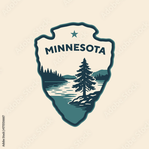 Visit National Park to Minnesota state USA, travel logo and icon