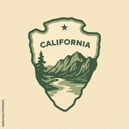 Visit National Park to California state USA, travel logo and icon