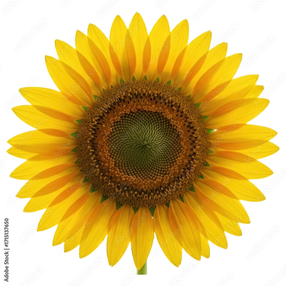 Fototapeta premium A vibrant sunflower, radiant yellow petals, dark brown center