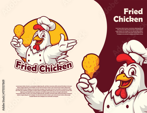 fried chicken logo or mascot vector