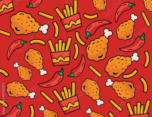 fried chicken food background vector