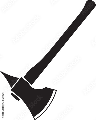 Silhouette of a firefighter s axe with a pointed pick and sharp blade symbolizing rescue and emergency services