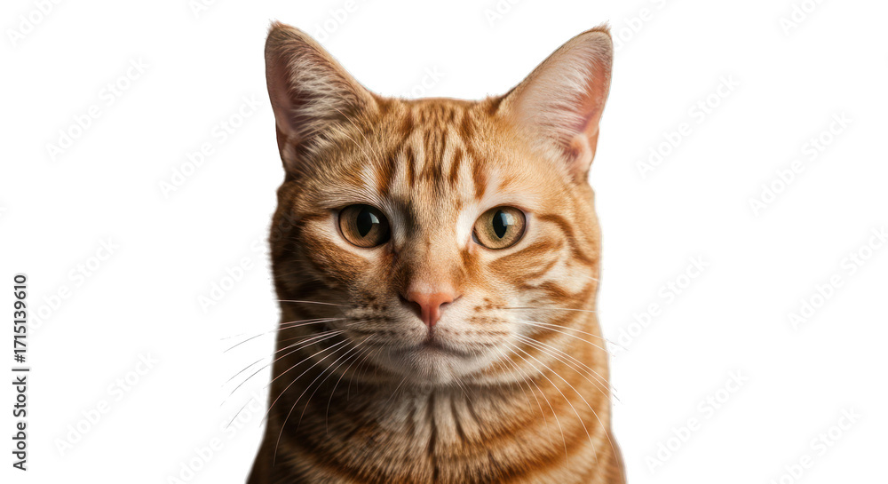 Obraz premium Close-up of a ginger cat's face, focused and with soft lighting