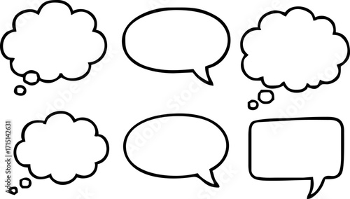 Set of hand drawn speech bubbles. Vector illustration