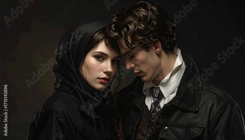 Intriguing portrait of a couple in intimate closeness