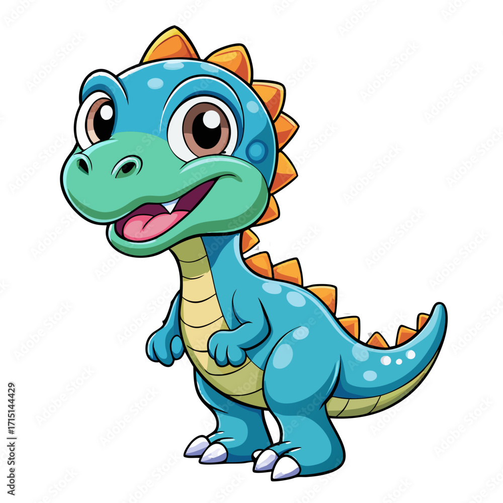 Fototapeta premium Cute Dinosaur for Kids – Colorful Vector PNG, Transparent Background