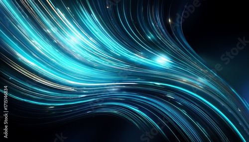 Turquoise And Blue Light Streaks With Sparkles Dark Base