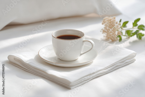 pristine white napkin with corner featured in frame creating clean backdrop