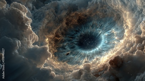 Cosmic Eye in a Dreamscape of Clouds and Stardust Nebulae Abstract