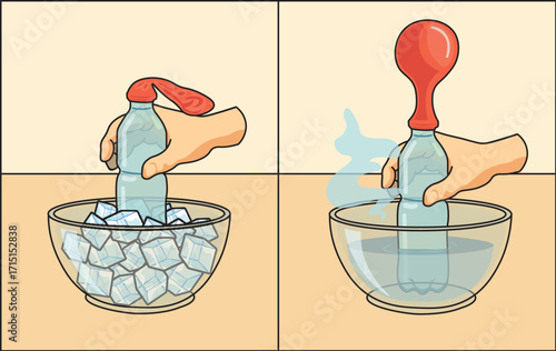 Balloon Expansion Science Experiment Vector Illustration