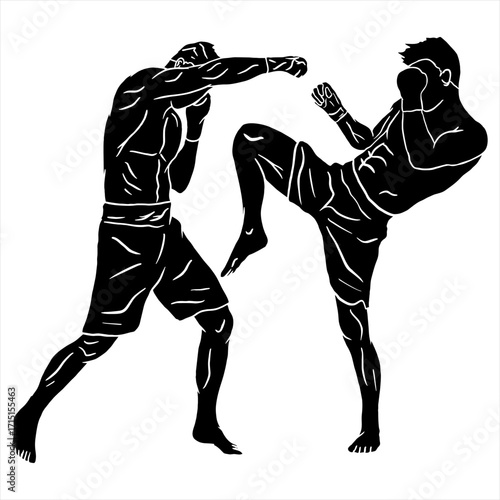 illustration vector muay thai poster style	