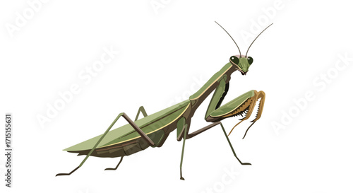 Stylized illustration of a praying mantis isolated on a clean white background insect arthropod nature invertebrate wildlife species fauna design