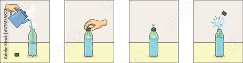 Bottle Explosion Science Experiment Vector Illustration