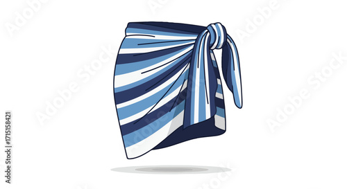 Stylized blue striped sarong with knotted waist tie for beach or resort wear, showcasing summer fashion and vacation attire with a modern aesthetic