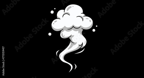 Vector illustration of a stylized smoke plume, perfect for adding a whimsical effect to your designs.  Available as a high-resolution PNG file, this cartoonish smoke element is ideal for animation or