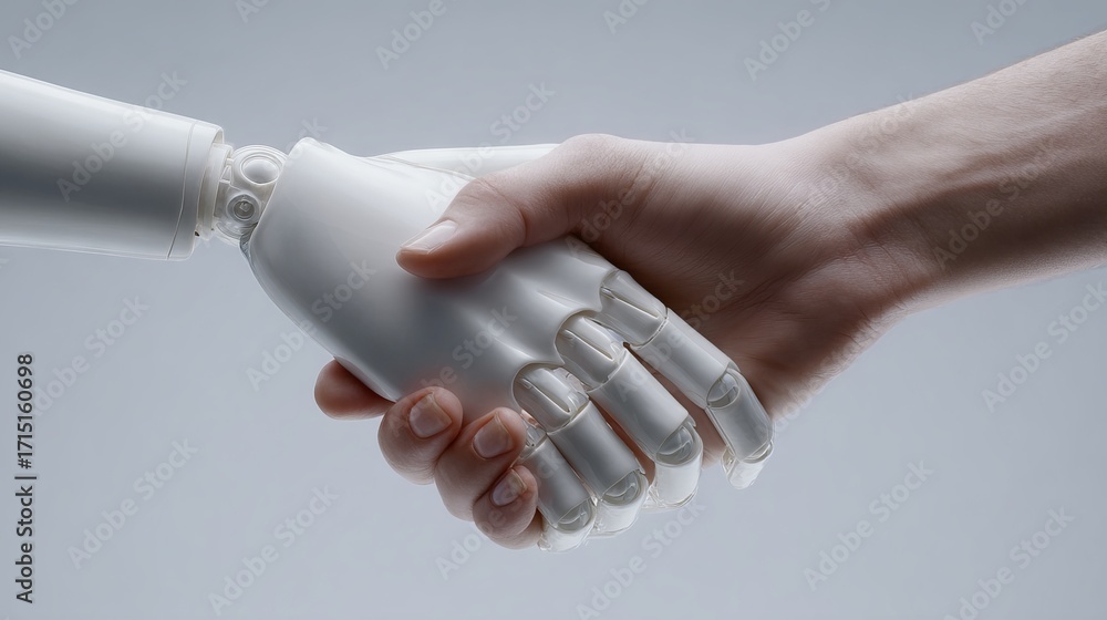 AI and Human Handshake – Future Collaboration Concept Stock ...