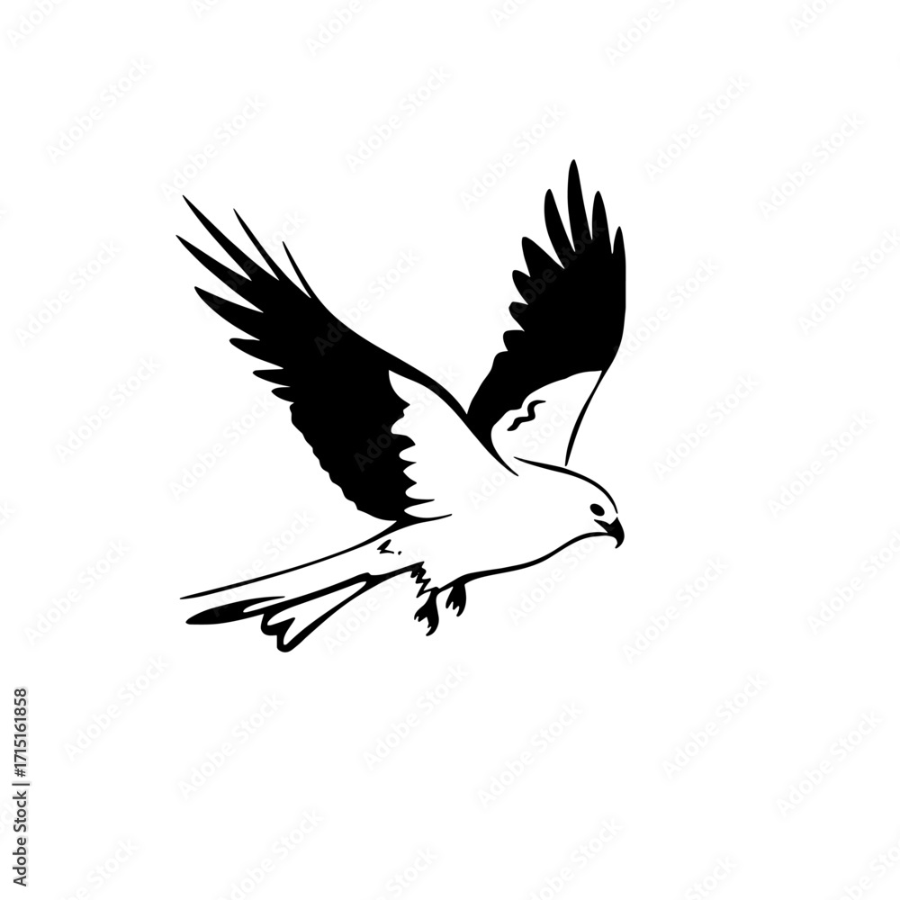 Fototapeta premium Kite. Kite simple black and white line art vector logo