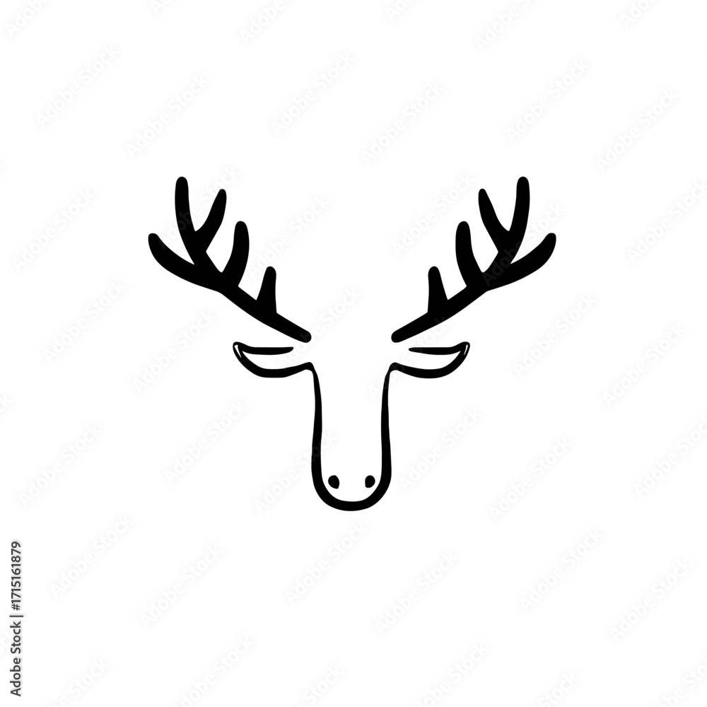 Obraz premium Moose. Moose simple black and white line art vector logo