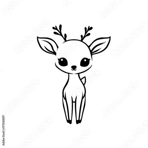 Roe Deer. Roe Deer simple black and white line art vector logo