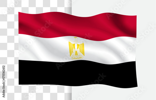 Egypt Flag Waving Vector, Isolated Transparent Background