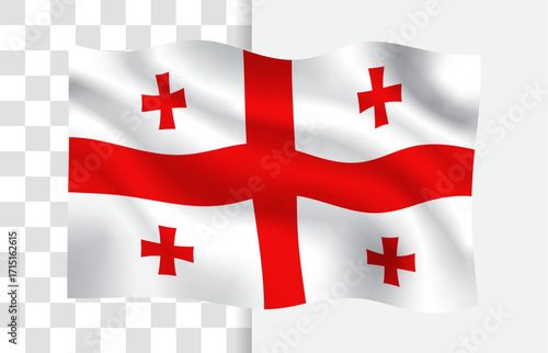 Waving Flag of Georgia, Isolated Vector with a Clean Background