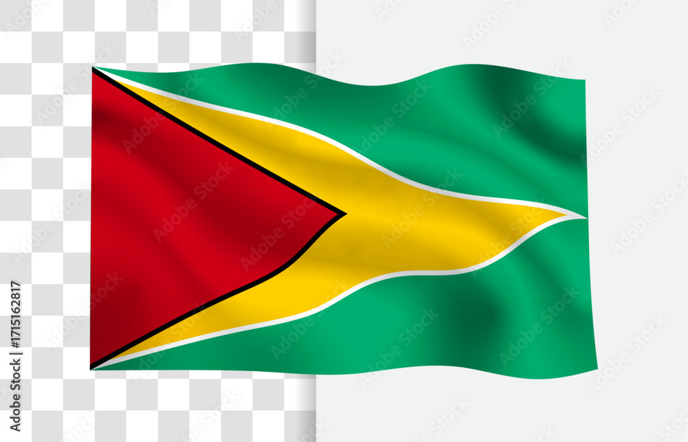 Obraz premium Guyana Flag Waving Vector, Isolated without a Background