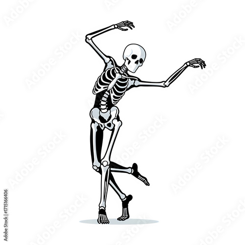 Animated Skeleton Dancing With Arms Raised Transparent Background Isolate Bones